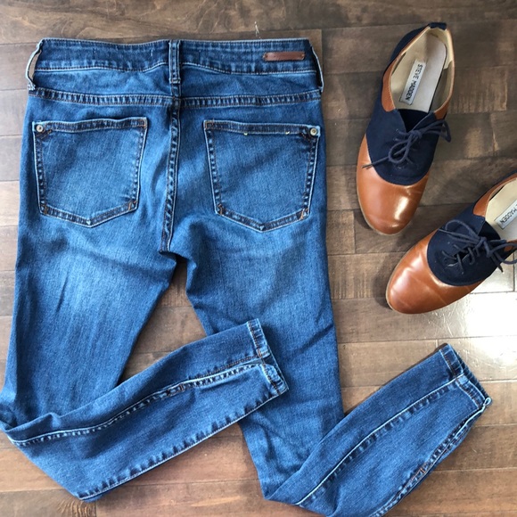 Anthropologie Blue Mid-Rise Skinny Jeans Slit Hem Size 26 - Picture 6 of 14